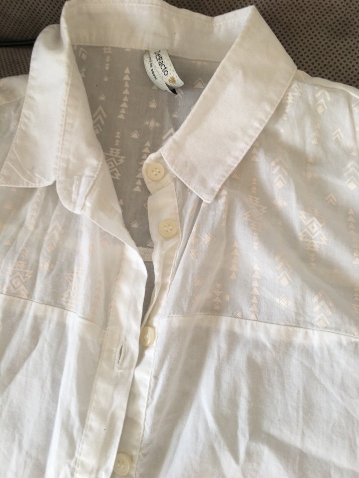 Nakışlı Düğmeli Keten Gömlek - Görsel 5