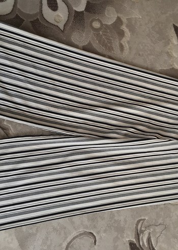 Gri Çizgili Pilili Kadın Kumaş Pantolon - Görsel 7