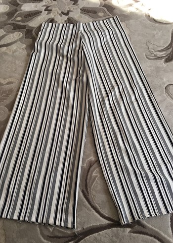 Gri Çizgili Pilili Kadın Kumaş Pantolon - Görsel 6