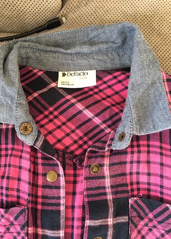 Düğmeli Pembe Kareli Çocuk Gömlek - Görsel 2