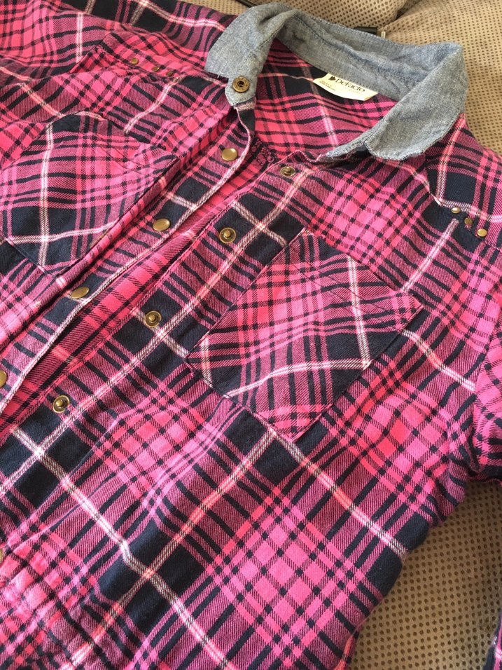 Düğmeli Pembe Kareli Çocuk Gömlek - Görsel 3