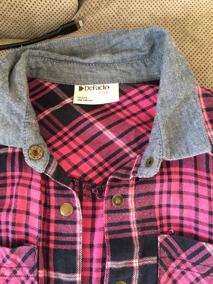 Düğmeli Pembe Kareli Çocuk Gömlek - Görsel 2