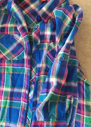 Renkli Düğmeli Kısa Kollu Çocuk Gömlek - Görsel 4