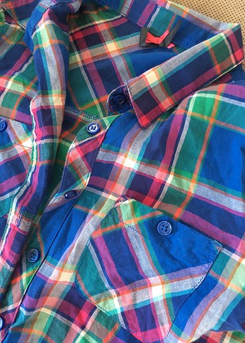 Renkli Düğmeli Kısa Kollu Çocuk Gömlek - Görsel 2