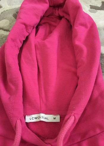 Pembe Kapüşonlu Kadın Sweatshirt - Görsel 5
