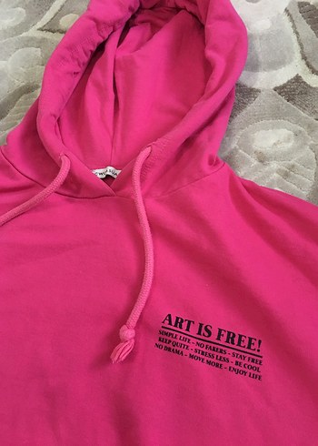 Pembe Kapüşonlu Kadın Sweatshirt - Görsel 3