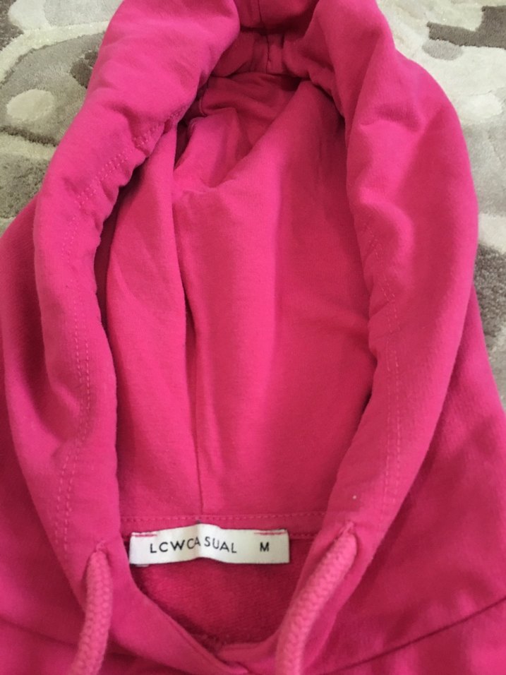 Pembe Kapüşonlu Kadın Sweatshirt - Görsel 5