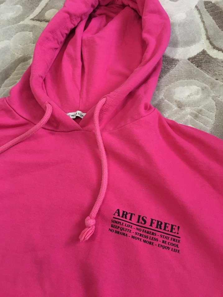 Pembe Kapüşonlu Kadın Sweatshirt - Görsel 3