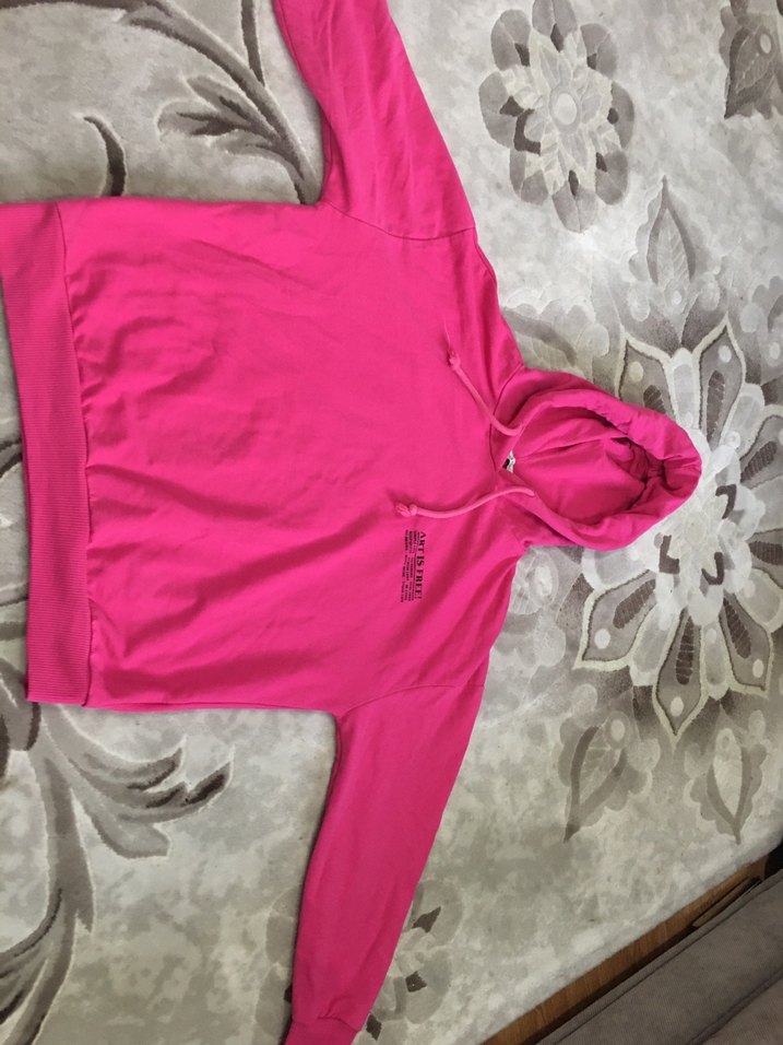 Pembe Kapüşonlu Kadın Sweatshirt - Görsel 4