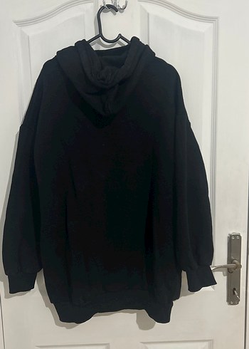 Siyah Kapüşonlu Oversize Sweatshirt - Görsel 4