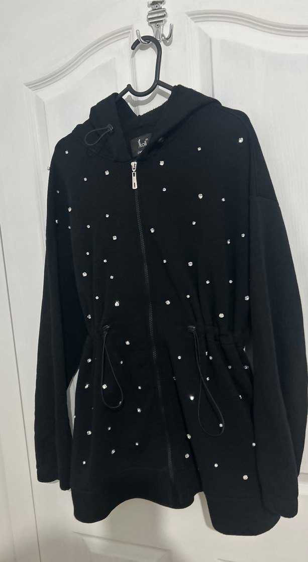 taşlı fermuarlı hırka - Görsel 2