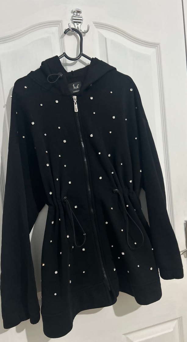 taşlı fermuarlı hırka - Görsel 3