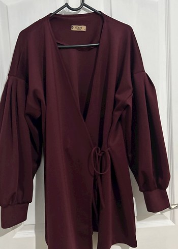 Balon kol Yandan bağlamalı Bordo Takım - Görsel 3