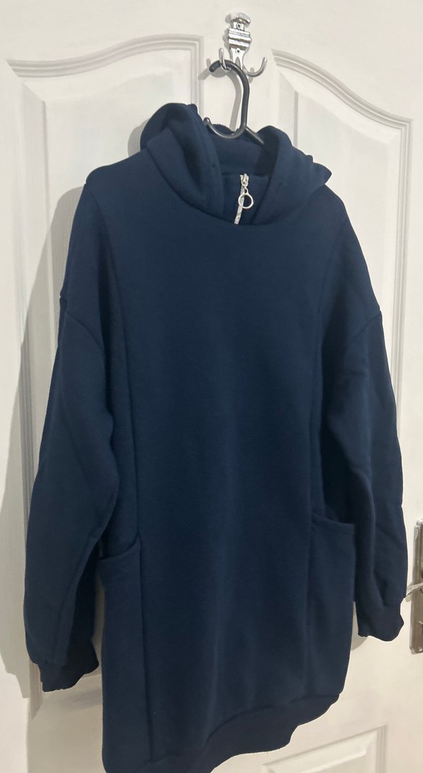 Kadın Lacivert Yarım Fermuarlı Sweatshirt - Görsel 2