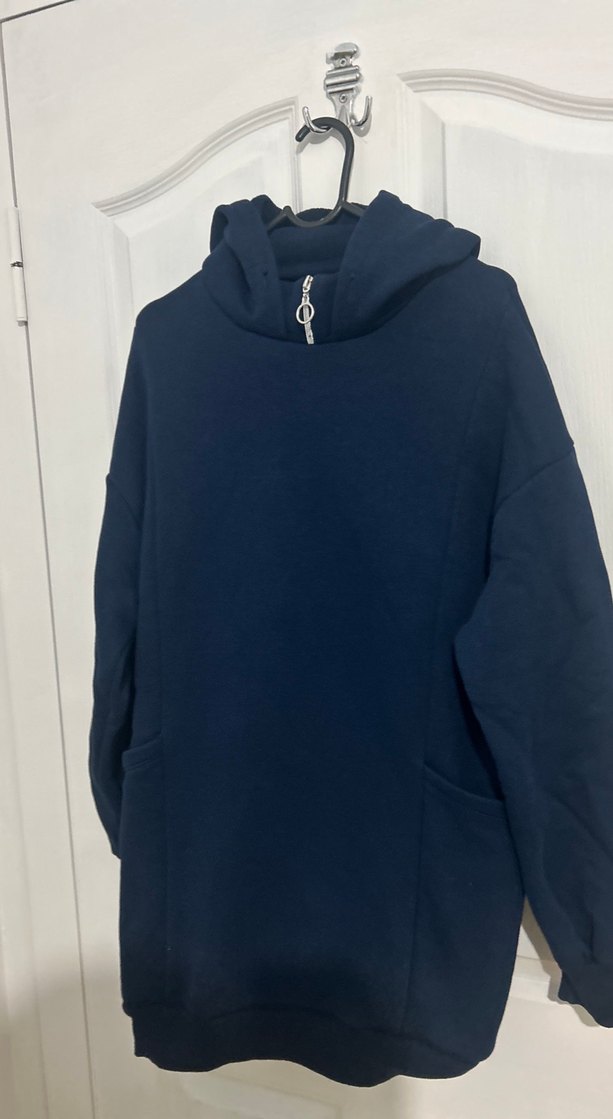 Kadın Lacivert Yarım Fermuarlı Sweatshirt - Görsel 3