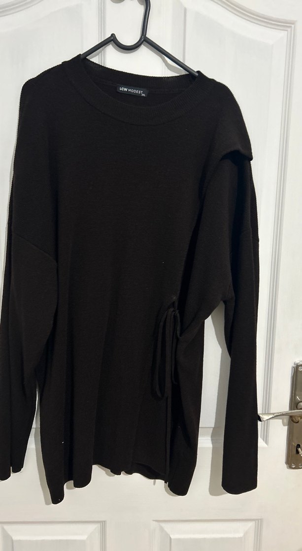 Acı Kahve Kadın Triko Yandan Bağlamalı Tunik - Görsel 3