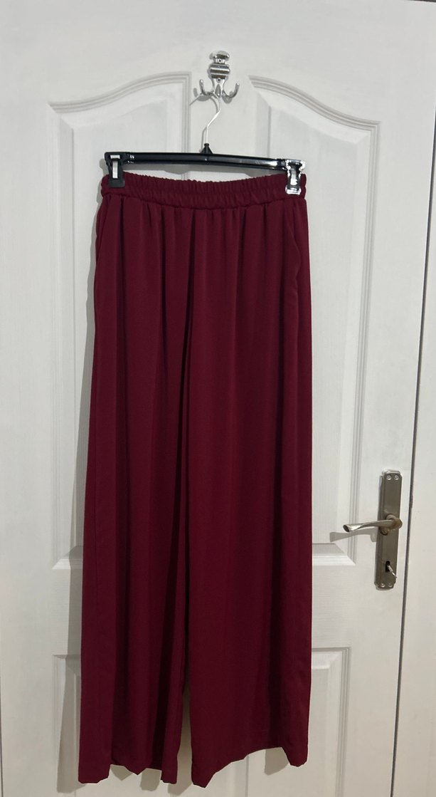 Bordo Şifon Uzun Kollu Kadın Takım - Görsel 5