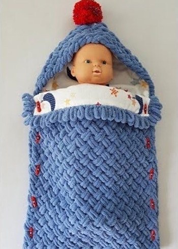 Puffy  Örgü Bebek Battaniyesi ( kundak) - Görsel 3