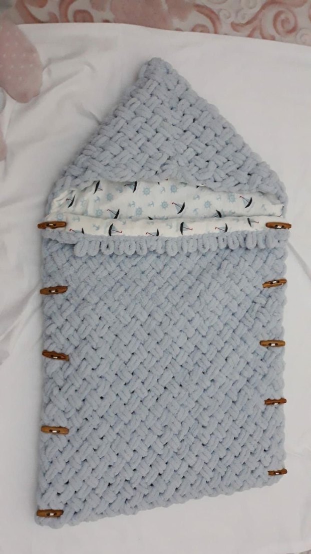 Puffy  Örgü Bebek Battaniyesi ( kundak) - Görsel 4