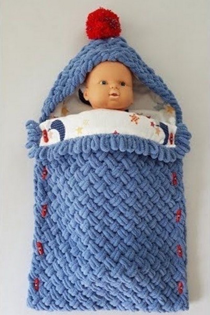 Puffy  Örgü Bebek Battaniyesi ( kundak) - Görsel 3