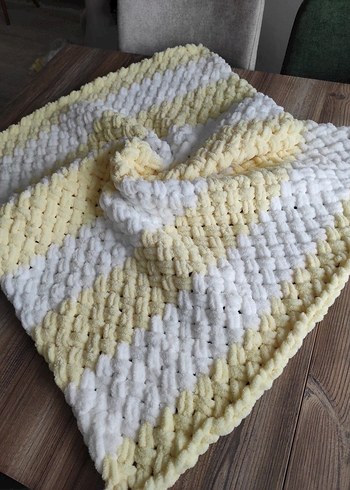 Puffy  Ekose Örgü Battaniye - Görsel 2