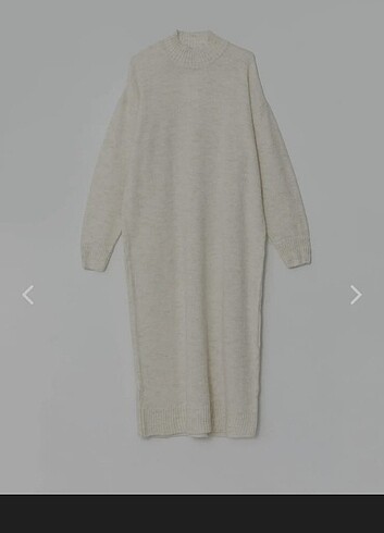 LCW Comfort Bej yarım balıkçı yaka oversize kadın triko elbise