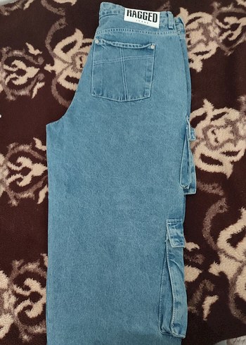 Mavi Bol Kesim Kot Pantolon - Görsel 3