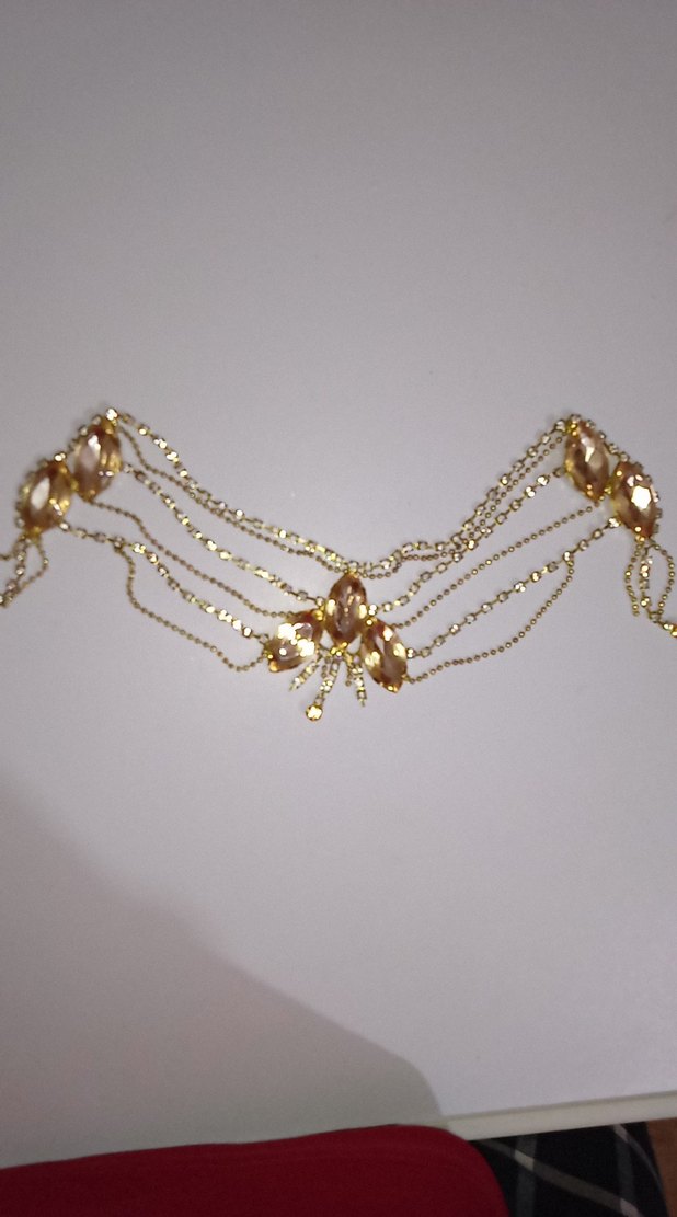 İşlemeli Altın Renkli Kadın Vücut Zinciri - Görsel 2