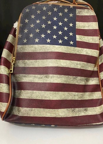 American Vintage Vintage Amerikan Bayrakli Deri Sirt Cantasi