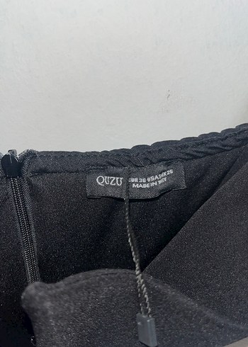 Siyah Straplez Midi Elbise beyaz Fiyonklu - Görsel 3