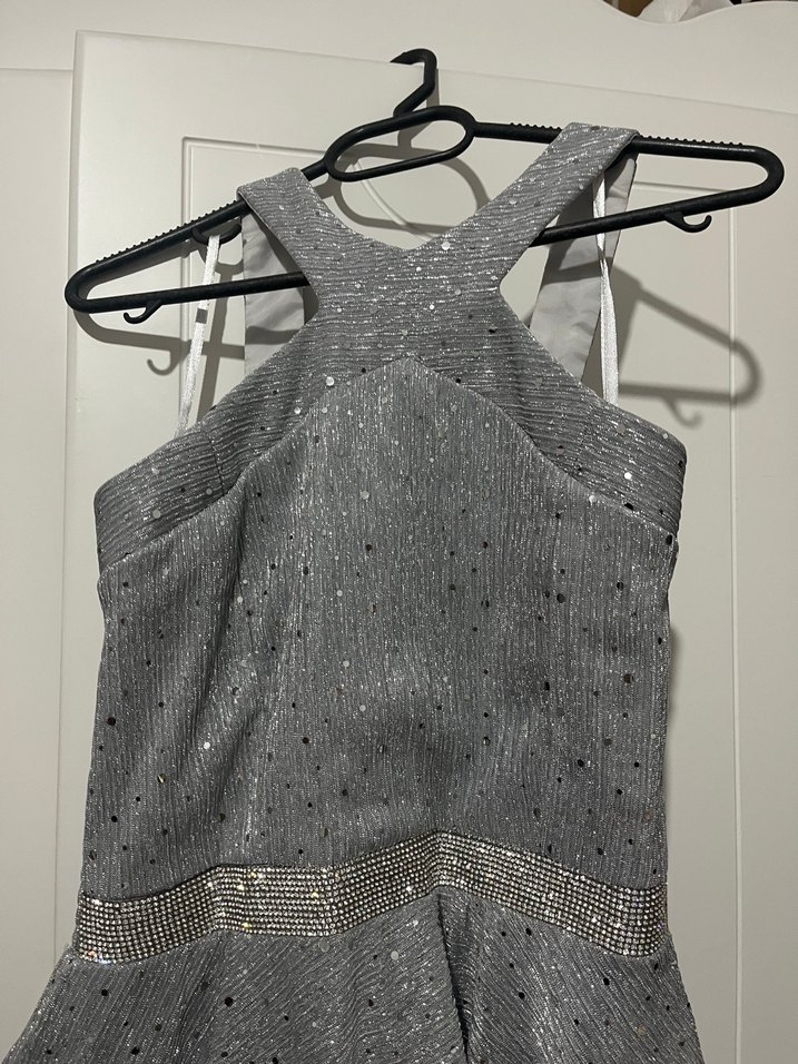 Gri Fırfırlı Abiye Elbise - Görsel 3