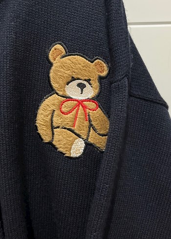 Düğmeli Nakışlı ayıcıklı Triko Hırka - Görsel 3