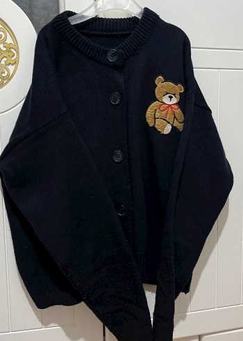 Düğmeli Nakışlı ayıcıklı Triko Hırka - Görsel 2