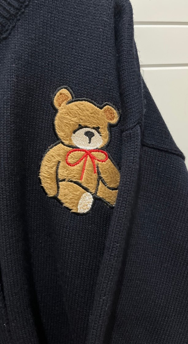 Düğmeli Nakışlı ayıcıklı Triko Hırka - Görsel 3