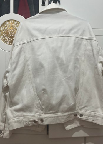 Beyaz Düğmeli Kadın Denim Ceket kot ceket - Görsel 5
