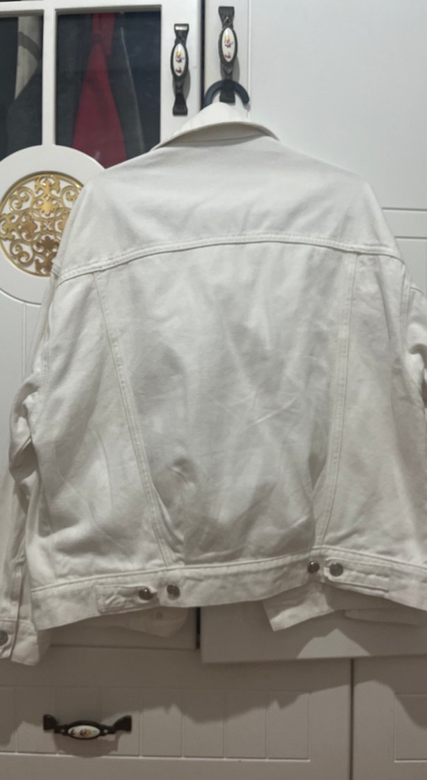 Beyaz Düğmeli Kadın Denim Ceket kot ceket - Görsel 5