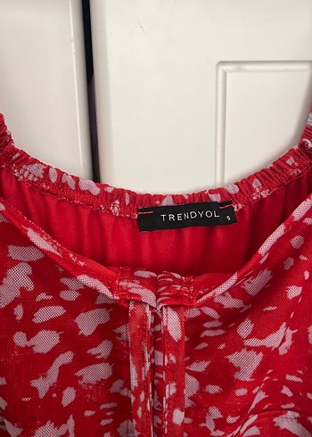 Kırmızı V Yaka Midi Bohem Elbise - Görsel 3