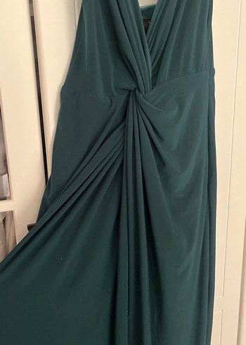 Koyu Yeşil Drapeli Uzun Kadın Elbise abiye tarzı mezuniyet - Görsel 5