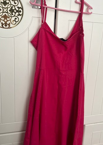 Pembe mini Elbise V Yakalı - Görsel 5