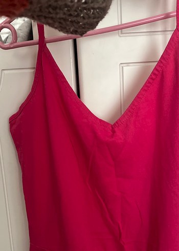 Pembe mini Elbise V Yakalı - Görsel 3