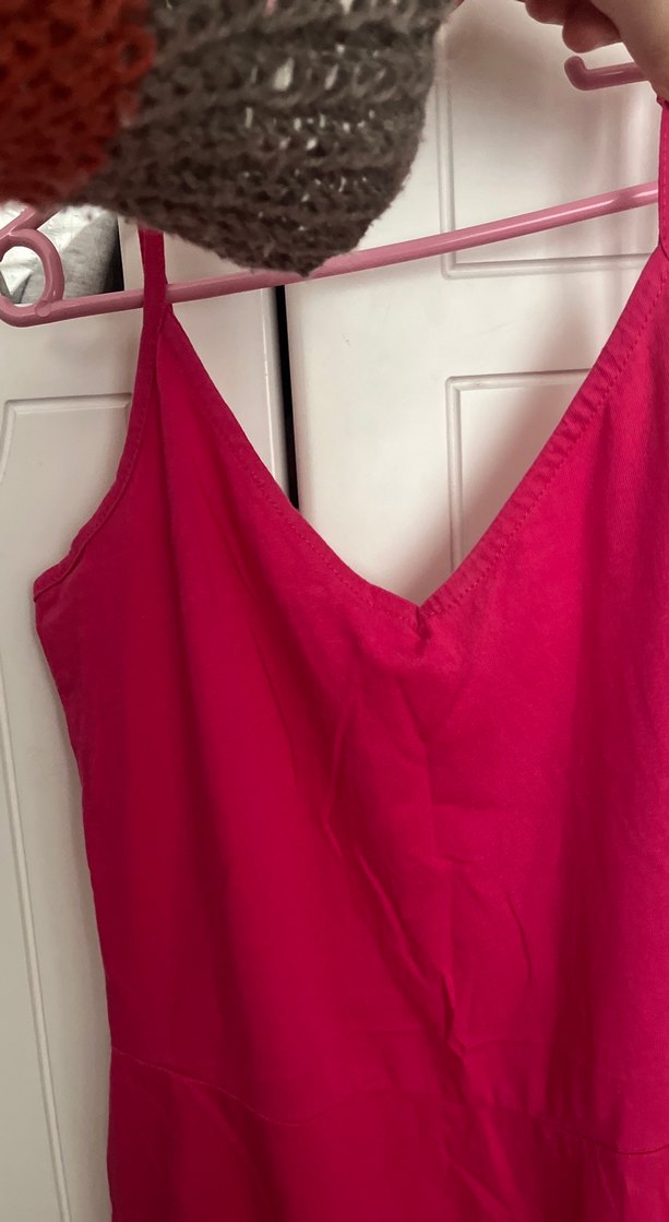 Pembe mini Elbise V Yakalı - Görsel 3