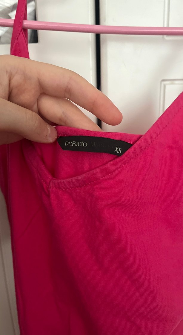 Pembe mini Elbise V Yakalı - Görsel 4