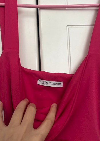 Drapeli Straplez Pembe mini Abiye Elbise - Görsel 5