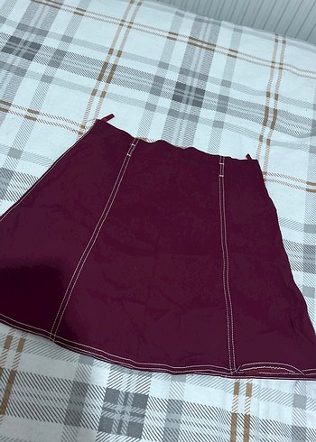 Bordo Midi Kadın Mini Etek - Görsel 3