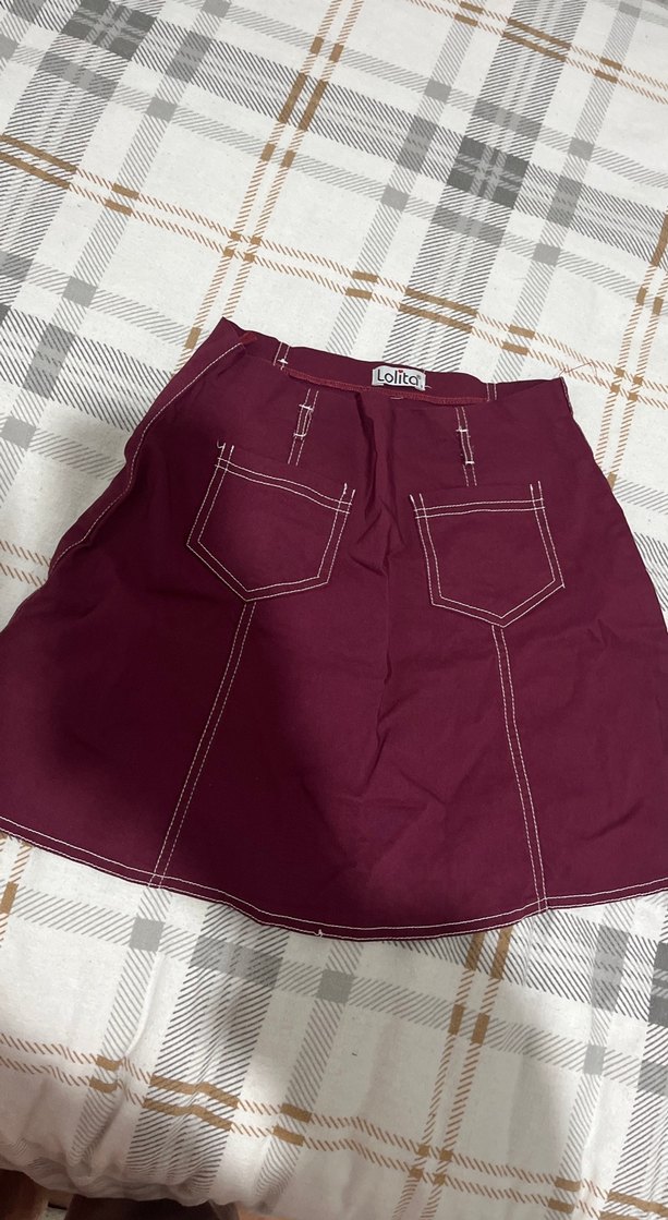 Bordo Midi Kadın Mini Etek - Görsel 2