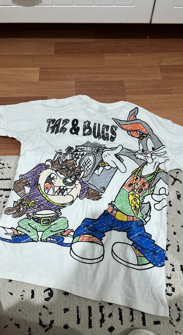 Beyaz Pamuklu cocuk Tişörtü, Rahat Kesim - Görsel 2