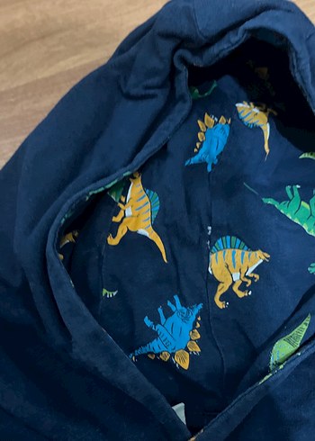 Kapüşonlu Dinozor Baskılı Erkek Sweatshirt - Görsel 2