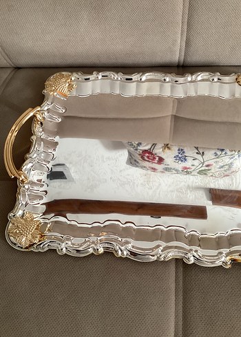 Beden Renk Altın Renk Parlak Dekoratif Tepsiler ikili