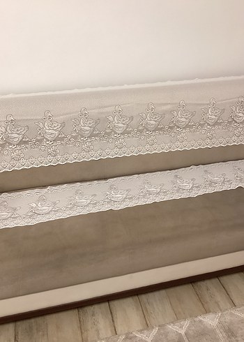 İşlemeli Beyaz bıstro Perde - Görsel 2