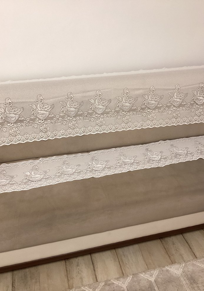 İşlemeli Beyaz bıstro Perde - Görsel 2